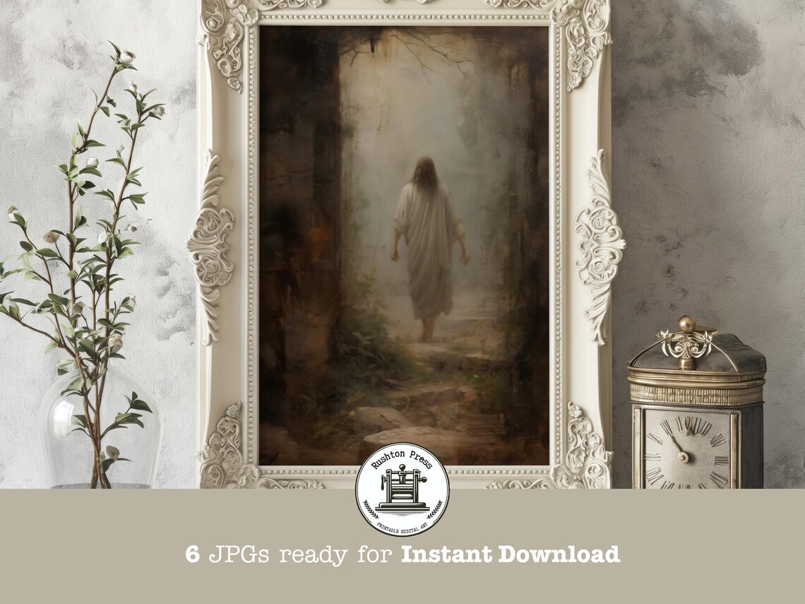 Jesus Christ Risen Empty Tomb Vintage Easter Art Print Resurrection Decor