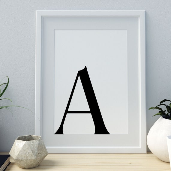 Letter A Print Minimalist Letter Art Monogram Letter Print Initial Alphabet Print Baby Letter Art Wall Art Home Decor