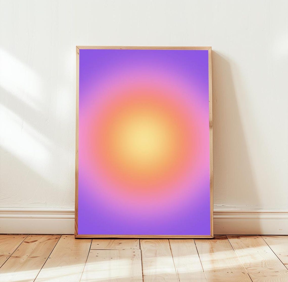 Purple Peach Aura Gradient Glow Warm Sunset Abstract Art Poster