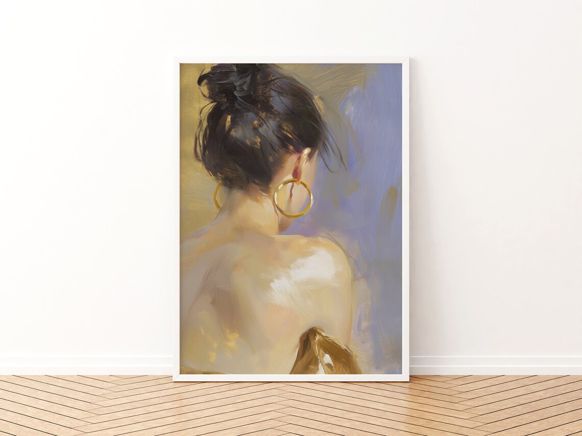 Female Portrait Painting, Trendy Bathroom Decor - Image 3