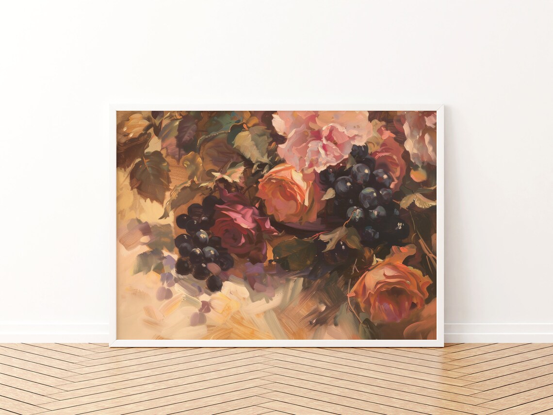 Rose Painting Floral Country Cottage Decor Art Print - Image 3