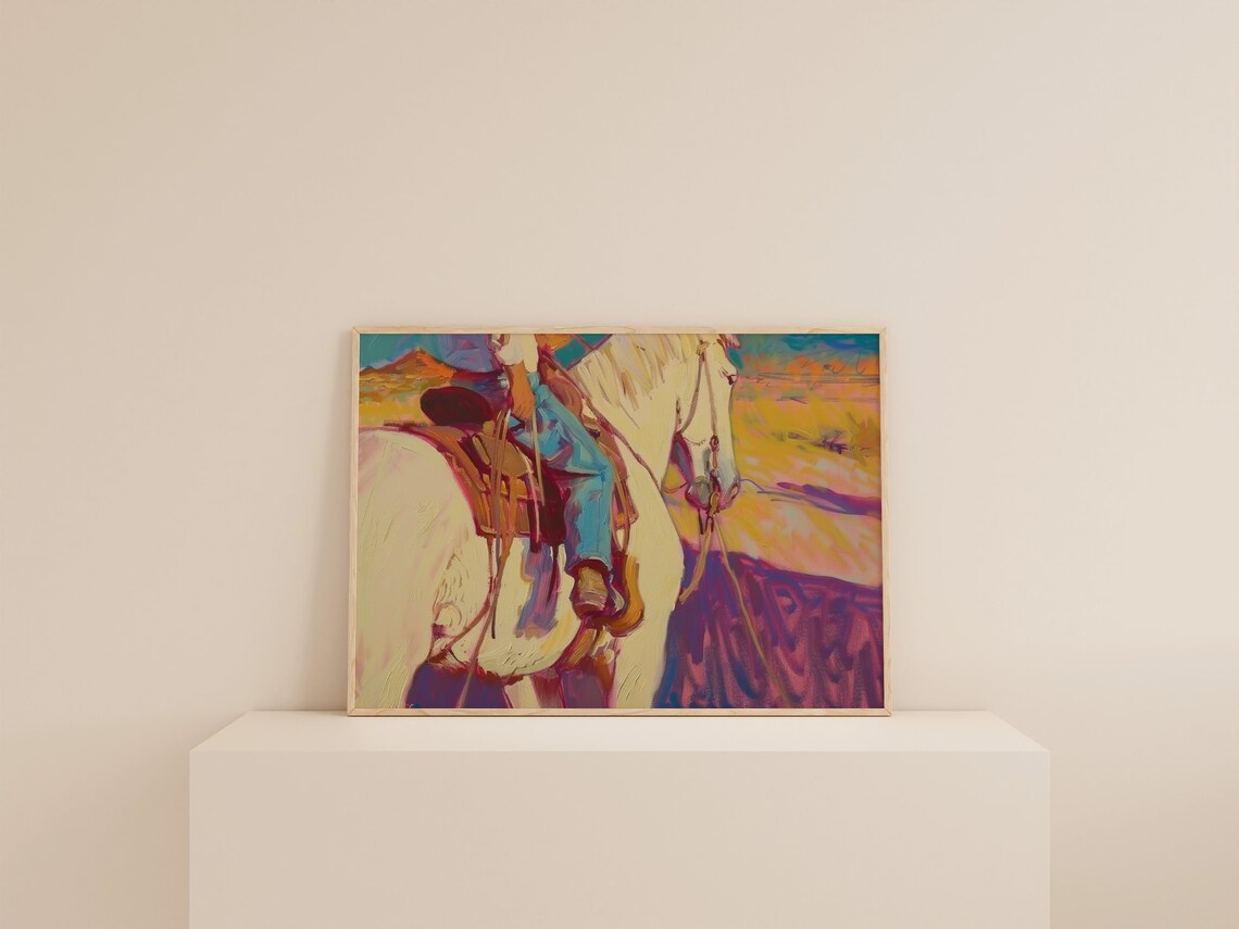 Cowboy Southwestern Landscape, Retro Dorm Room Poster - Image 2