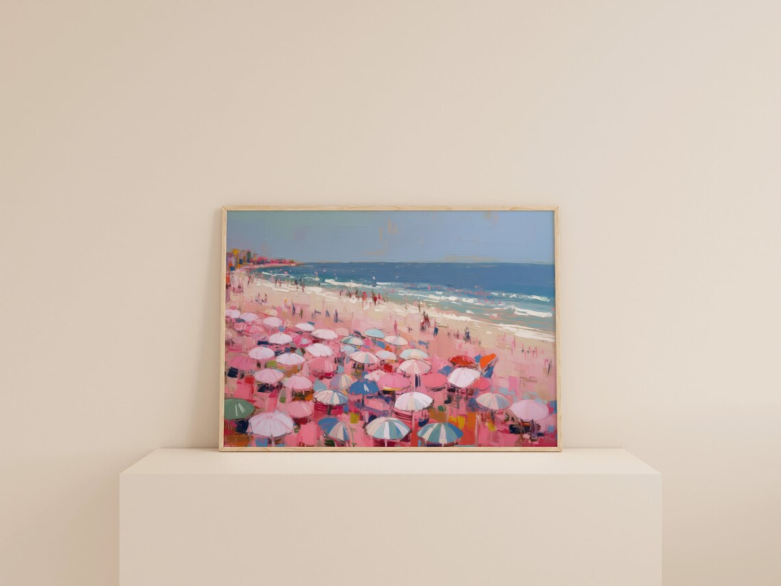 Vintage Beach Abstract Coastal Painting Art Print - Image 2