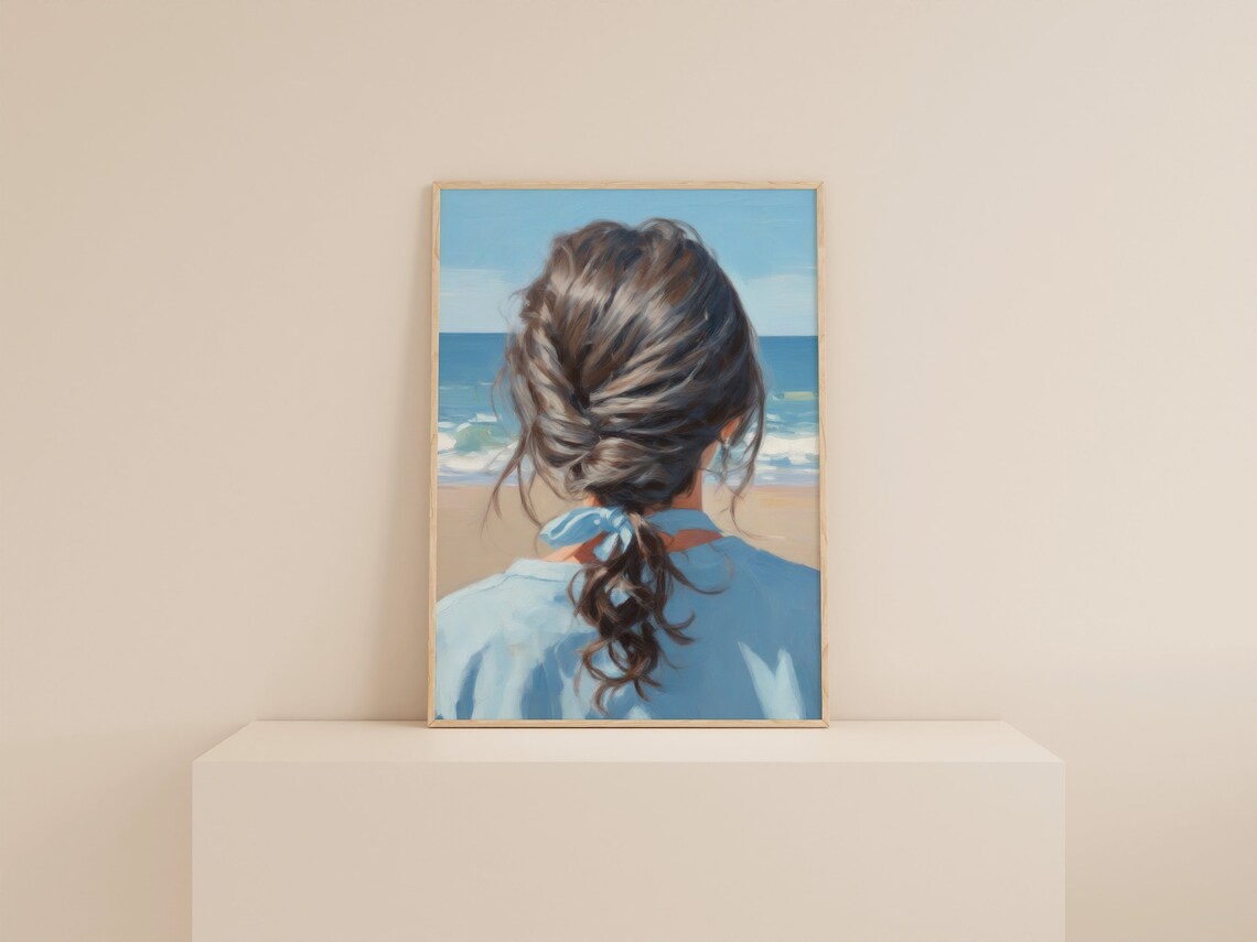 Blue Beach Painting Coastal Apartment Decor Art Print - Image 2