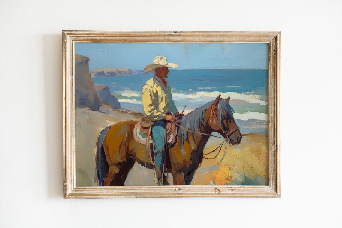 Vintage Cowboy Coastal Country Art Print