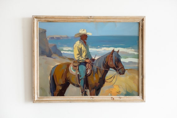 Vintage Cowboy Coastal Country Art Print