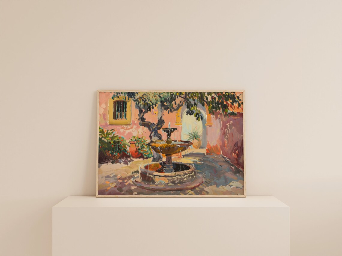 Rustic Spanish Garden Painting, Mediterranean Art Print - Image 2