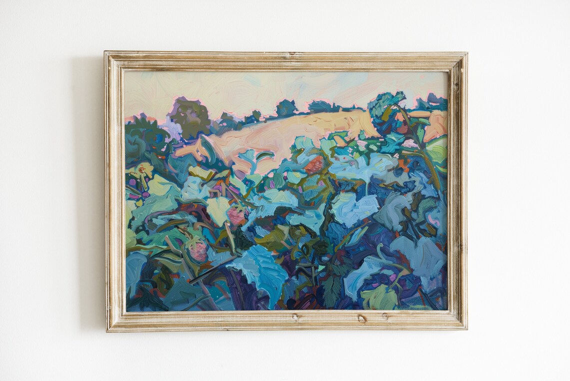 Country Garden Painting, Farmhouse Landscape Art Print