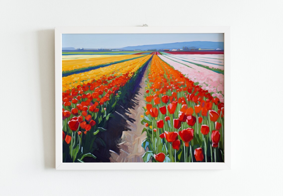 Tulip Field Painting Aesthetic Modern Farmhouse Print - Image 2