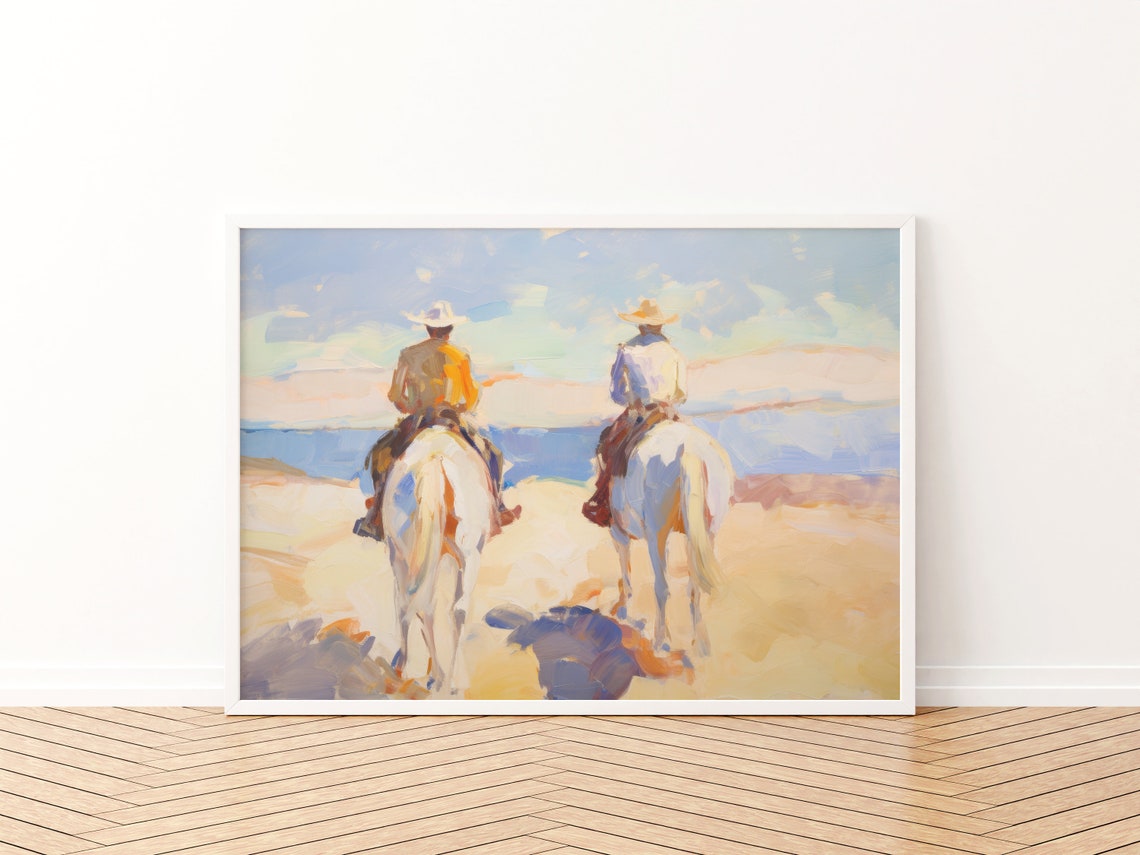 Pastel Western Cowgirl Horse Art Print - Image 3