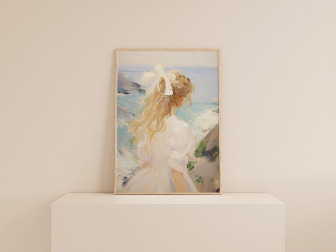 Soft Blue Coastal Print, Vintage Seascape Art Print - Image 2