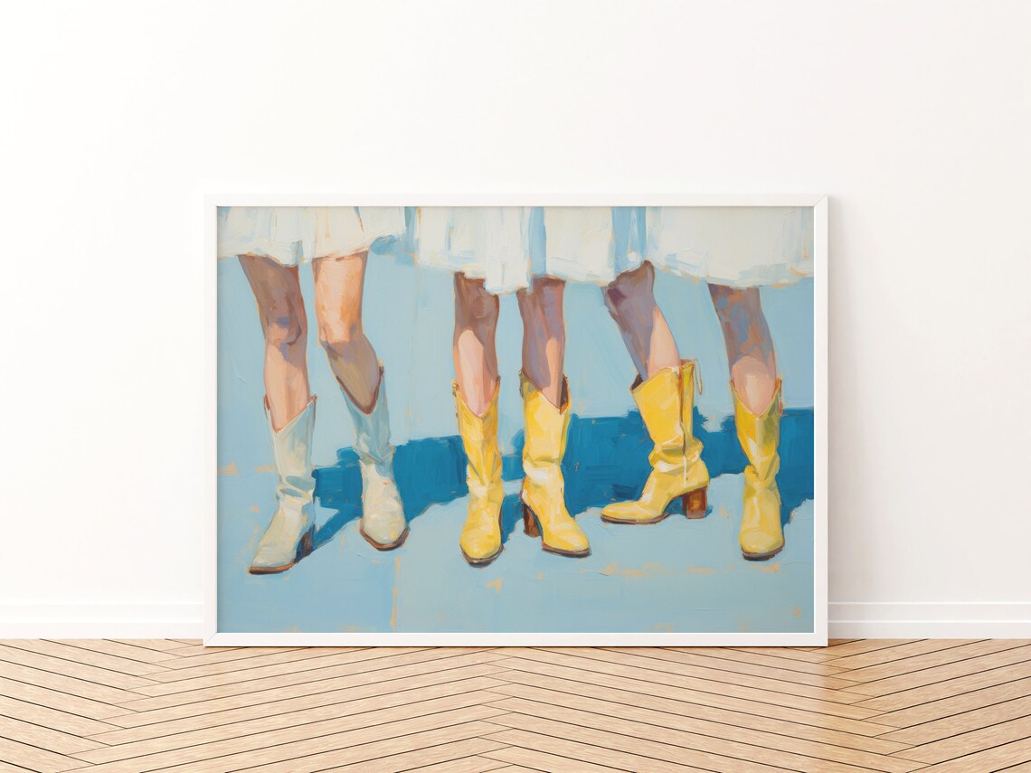 Western Cowgirl Boot Art Print, Retro Dorm Decor - Image 3