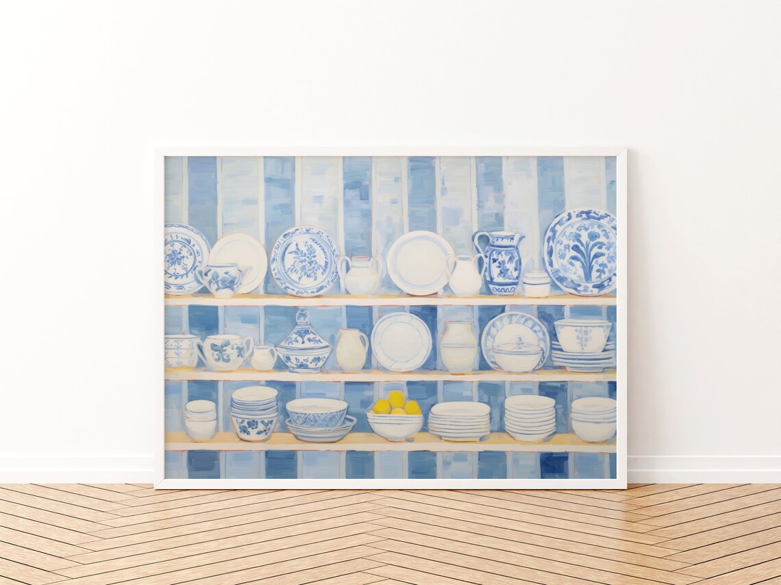 Blue Chinoiserie Ginger Jar Wall Art, Kitchen Decor - Image 3
