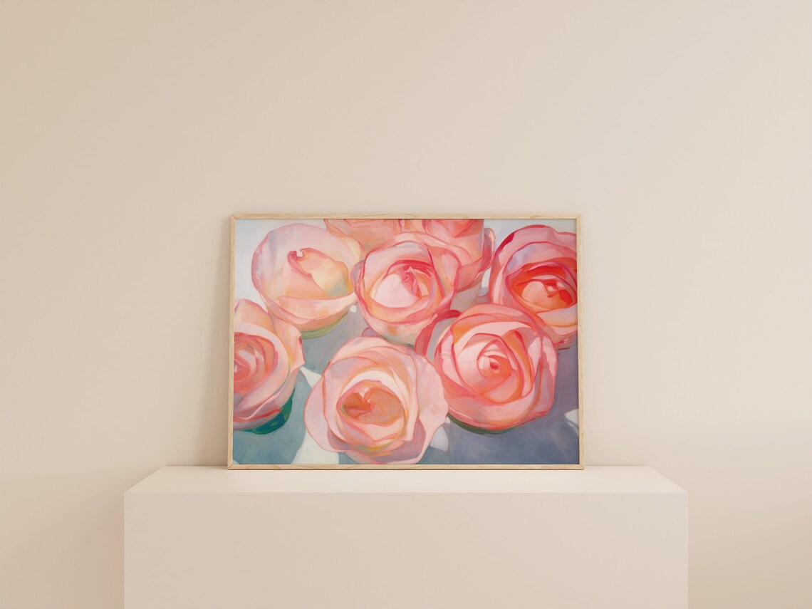 Soft Pink Rose Oil Painting, Nursery Wall Art - Image 3