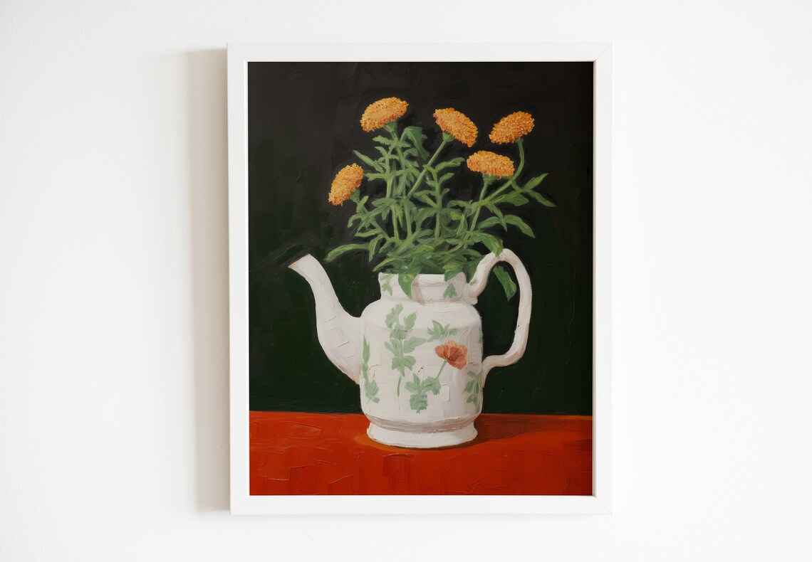 Teapot Vintage Art Print, Cottagecore Kitchen Decor - Image 2