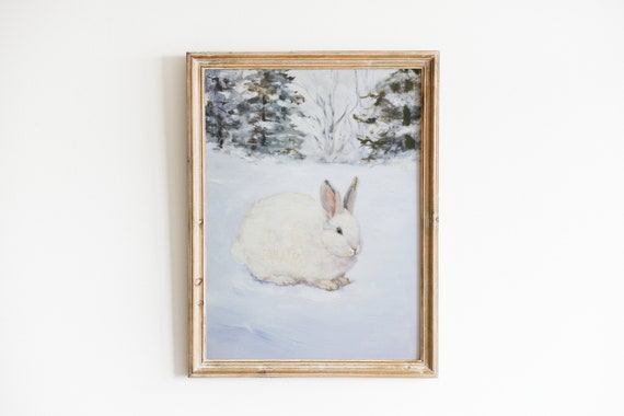 Rustic French Country Rabbit Art Print, Vintage Nursery