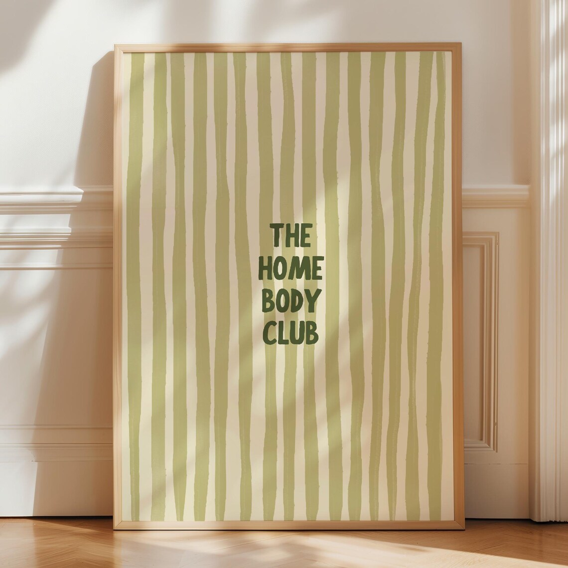 The Homebody Club Green Striped Cozy Introvert Club Decor Poster