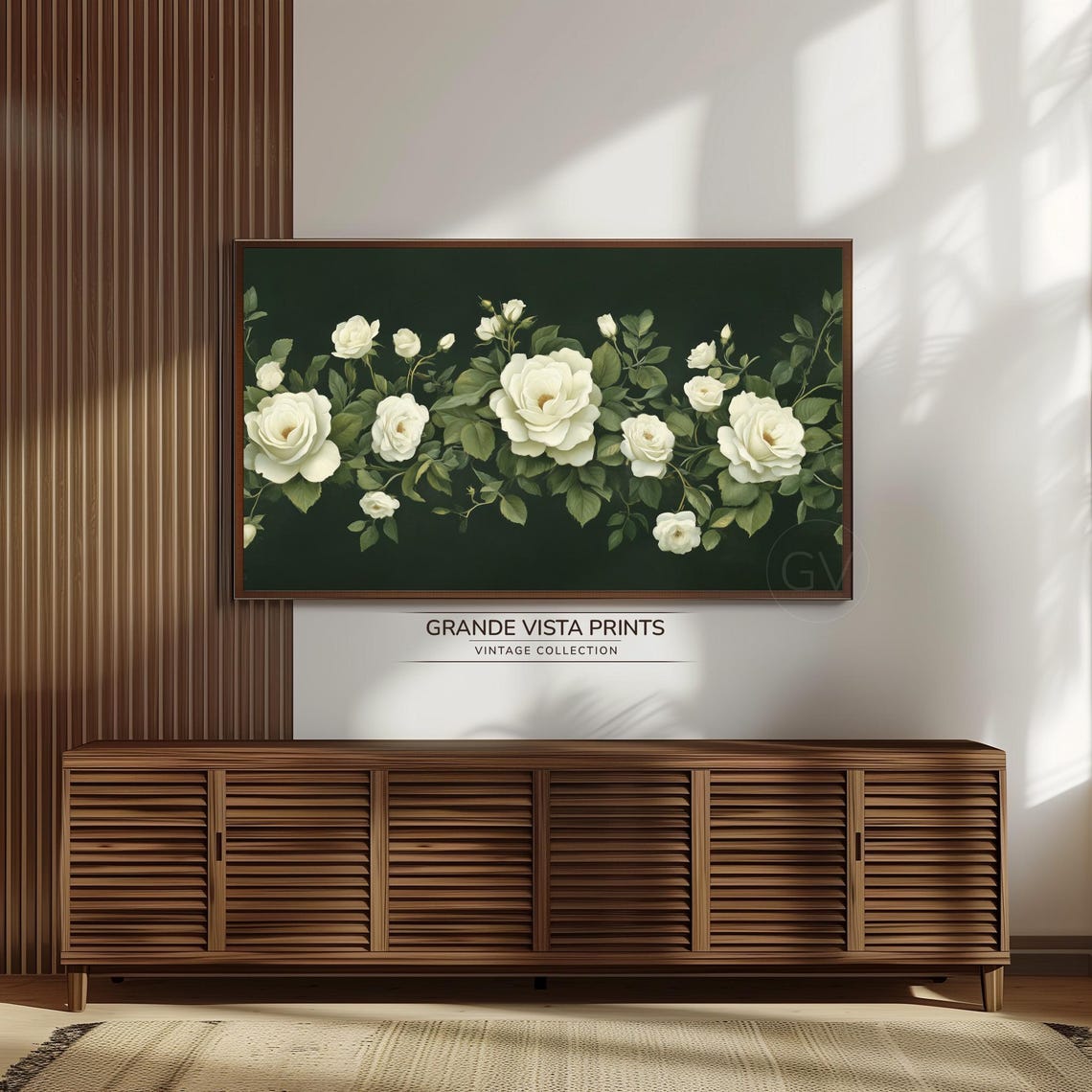 White Roses Black Background Elegant Botanical Still Life Poster - Image 3