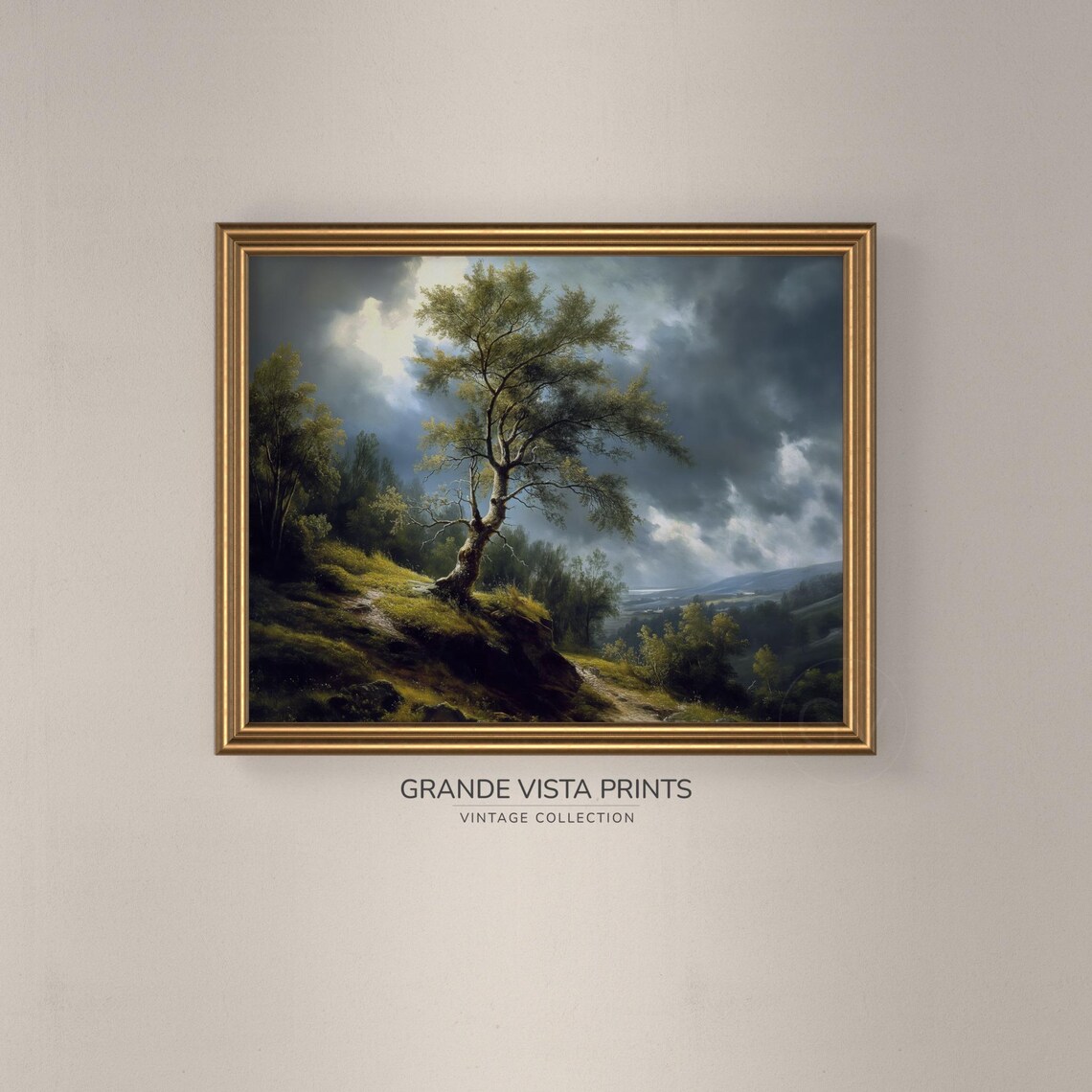 Lonely Tree Landscape Painting Mountain Tree Wall Art Gv4044 - Image 3