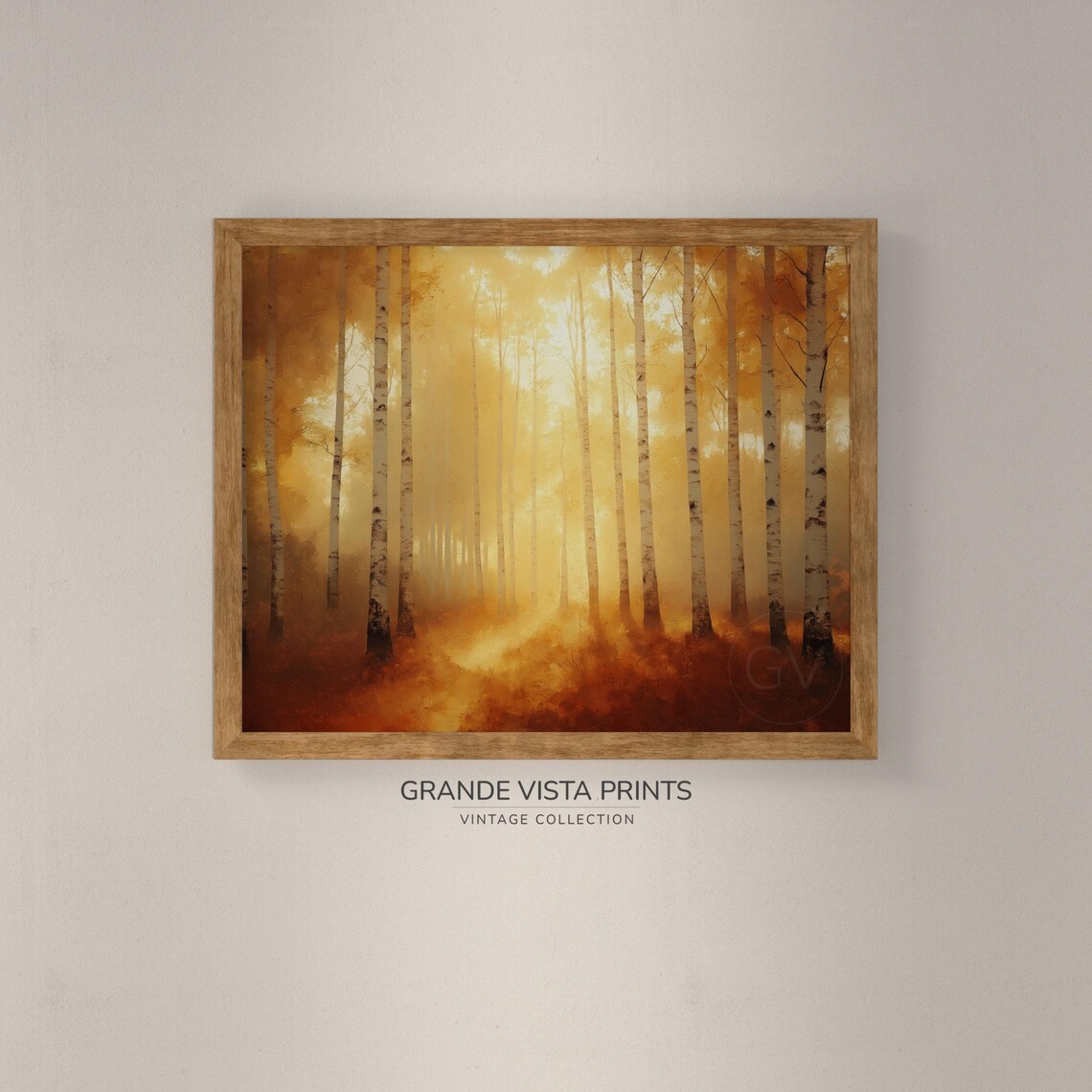 Golden Forest Clearing Sunlit Autumn Path Landscape Painting Poster - Image 4