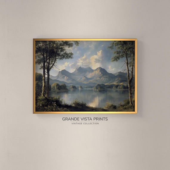Moody Lake Landscape Painting Mountain Landscape Wall Art Gv4059