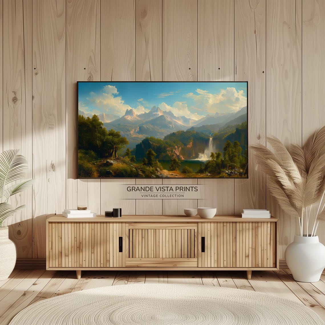Mountain Falls Frame Tv Art Landscape Painting Frame Tv Art Plateau Landscape Artwork Instant Gv4212 - Image 2