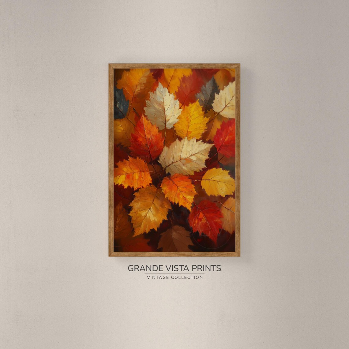 Autumn Beech Leaves Cluster Gold White Red Vintage Fall Foliage Poster - Image 2