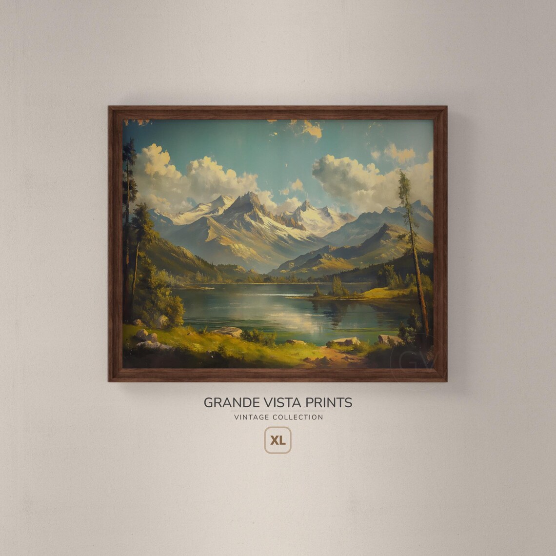 Spring Mountain Lake Landscape Painting Art Print - Image 4