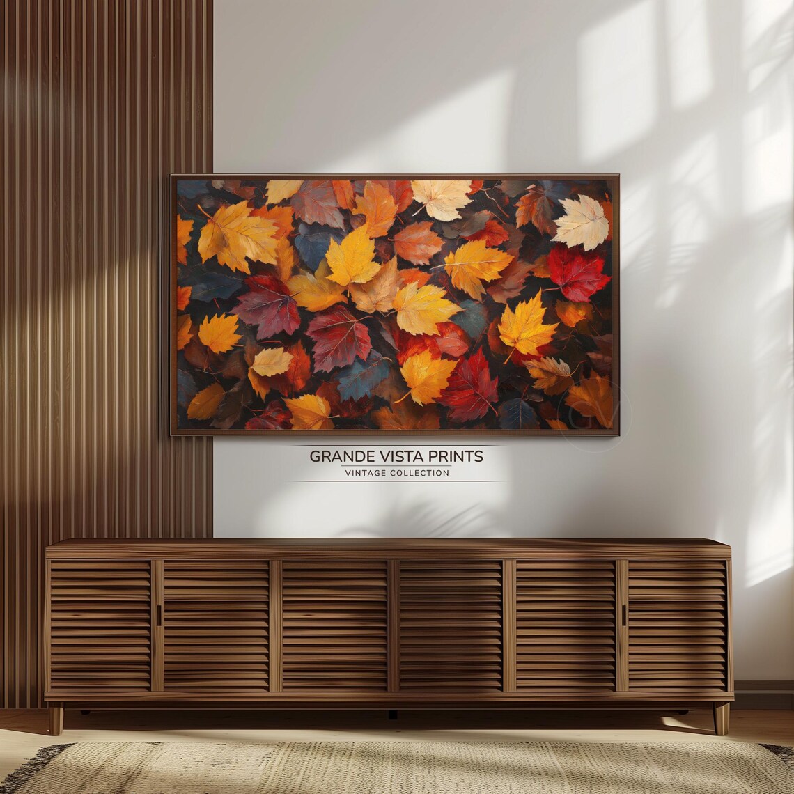 Dense Maple Leaves Pile Colorful Autumn Fall Foliage Painting Poster - Image 3