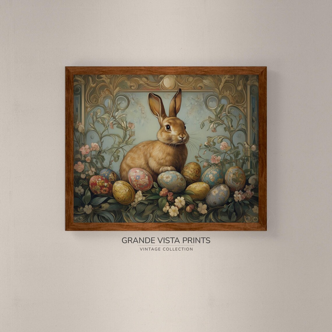 Floral Easter Bunny Art Print, Easter Home Decor - Image 4