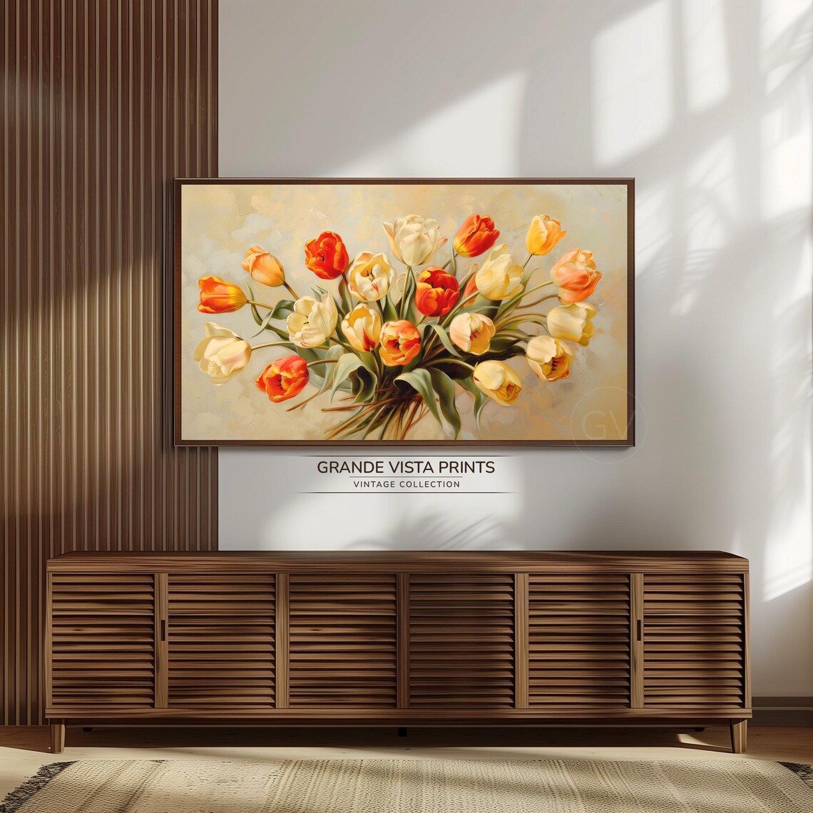 Orange Yellow Tulip Bouquet Vintage Spring Floral Still Life Art Print - Image 3