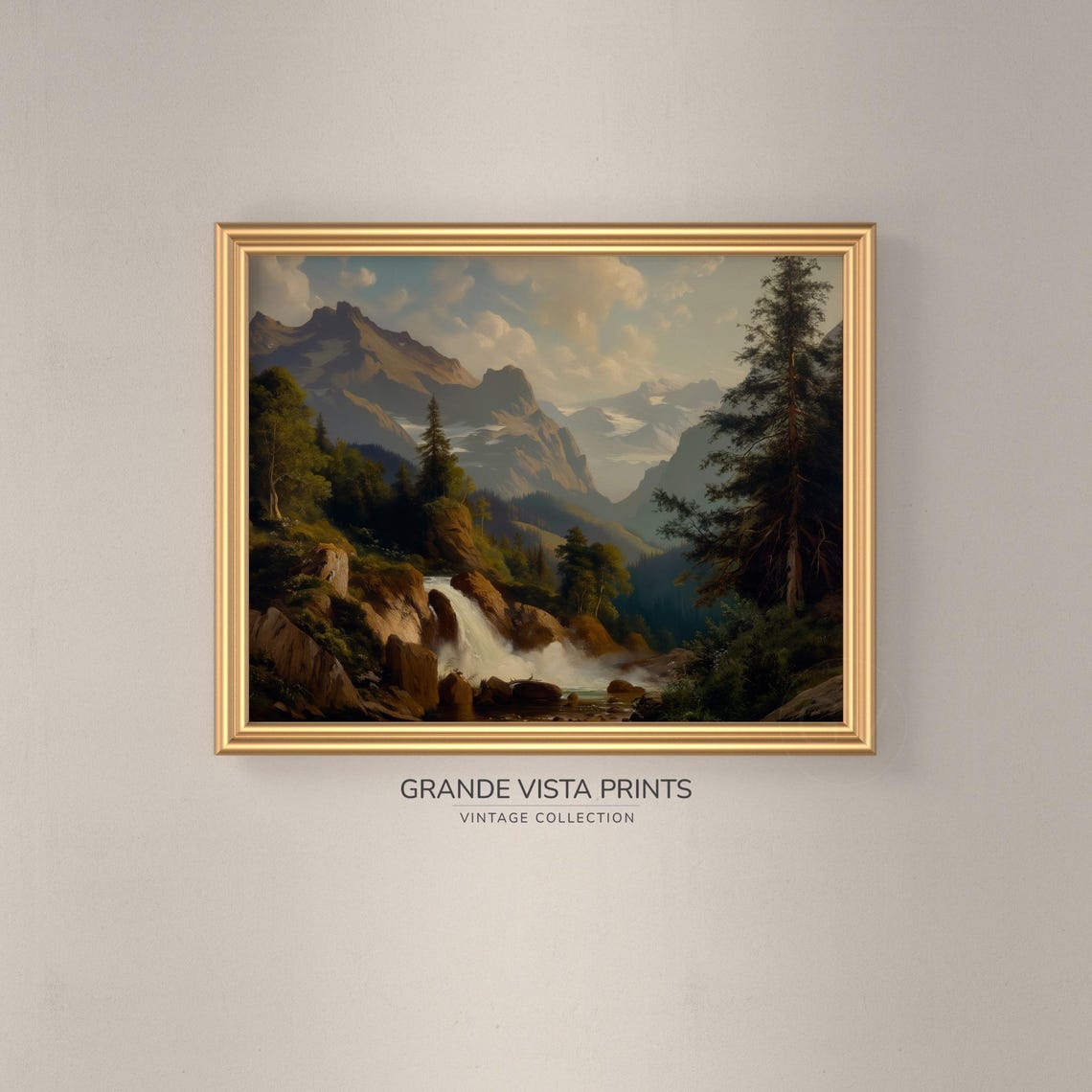 Moutain Waterfall Landscape Painting Mountain Range Wall Art Nature Waterfall Artwork Instant Gv4226 - Image 3