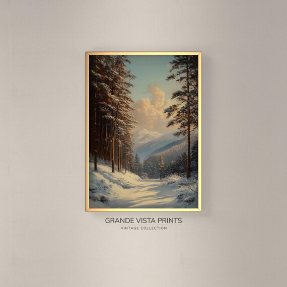 Winter Mountain Forest Wall Art Winter Mountain Forest Landscape Artwork Winter Mountain Landscape Art Print Gv4785