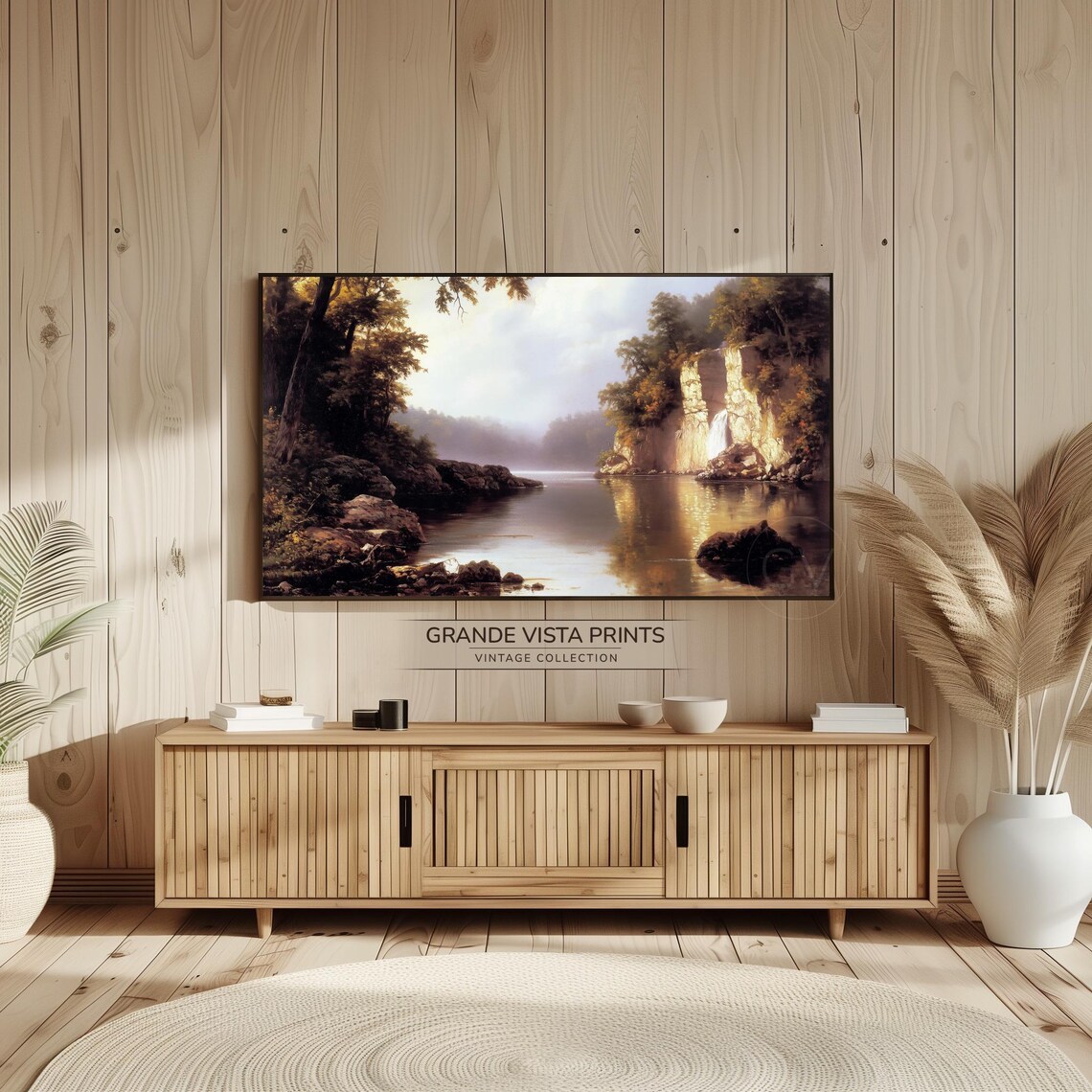 Forest Lake Landscape Wallpaper Lake Landscape Painting Frame Tv Artwork Gv4883 - Image 2