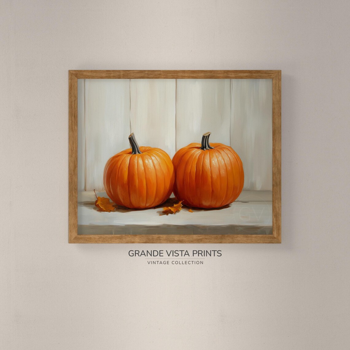 Two Orange Pumpkins Minimal White Fall Harvest Still Life Painting Poster - Image 4