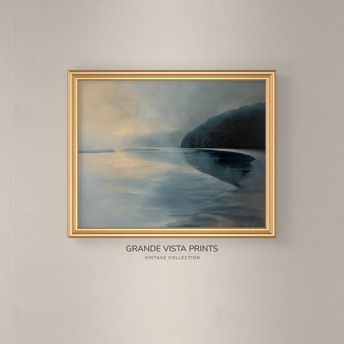 Misty Coastal Shoreline Foggy Water Dark Headland Vintage Poster - Image 3