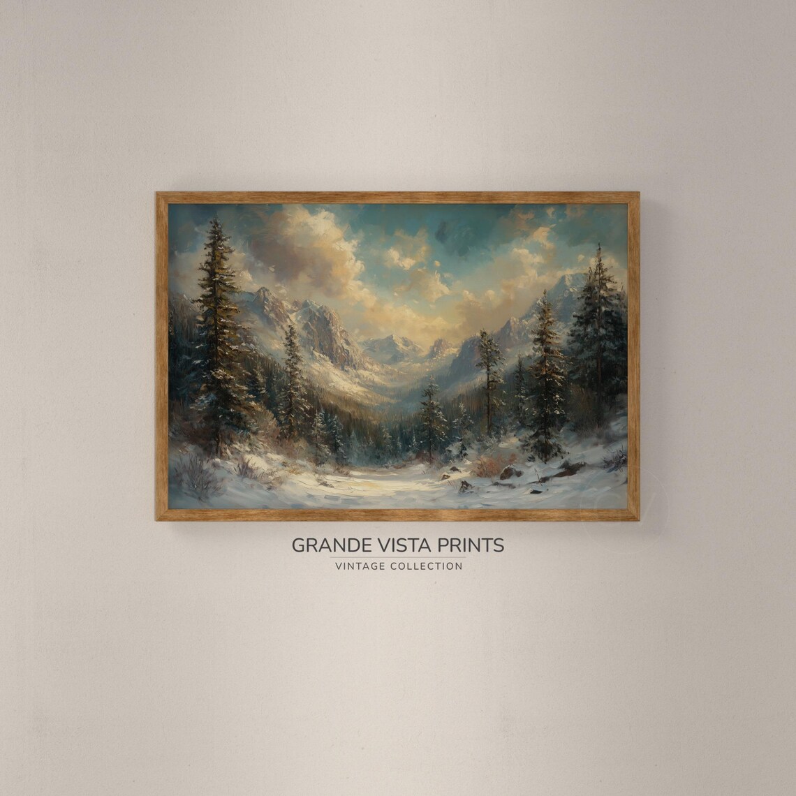 Winter Mountain Valley Landscape Winter Forest Landscape Artwork Winter Mountain Forest Painting Gv4754 - Image 2