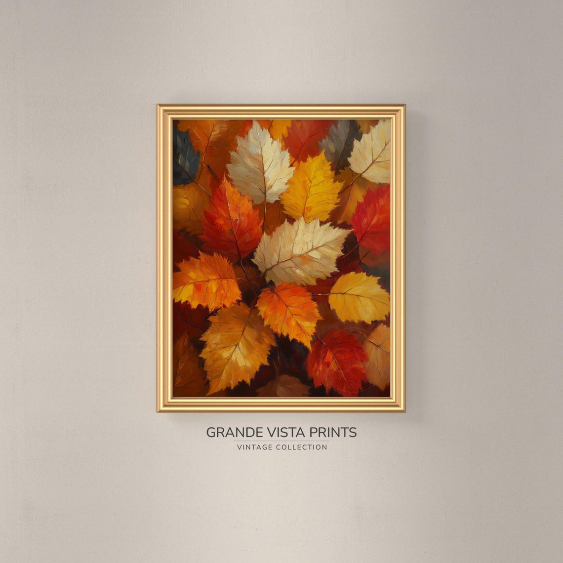 Autumn Beech Leaves Cluster Gold White Red Vintage Fall Foliage Poster - Image 3
