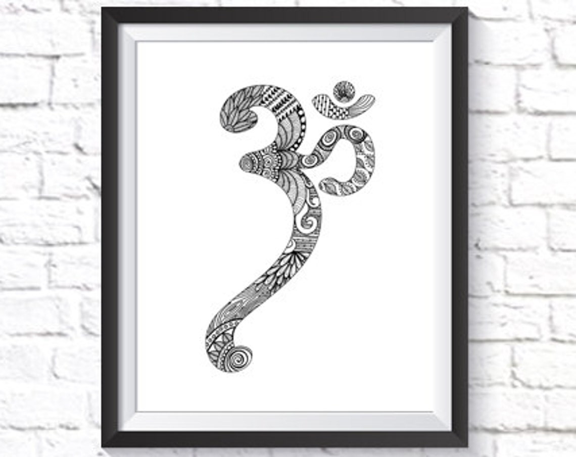 Om Print Yoga Room Decor Om Meditation Gifts Om Poster Yoga Print Om Illustration Yoga Room Wall Art Hindu Om Sign Om Art