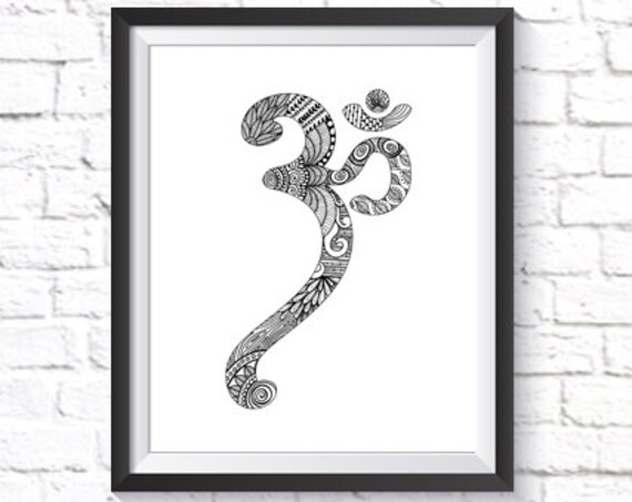 Hindu Sacred Om Symbol Zentangle Doodle Meditation Yoga Poster