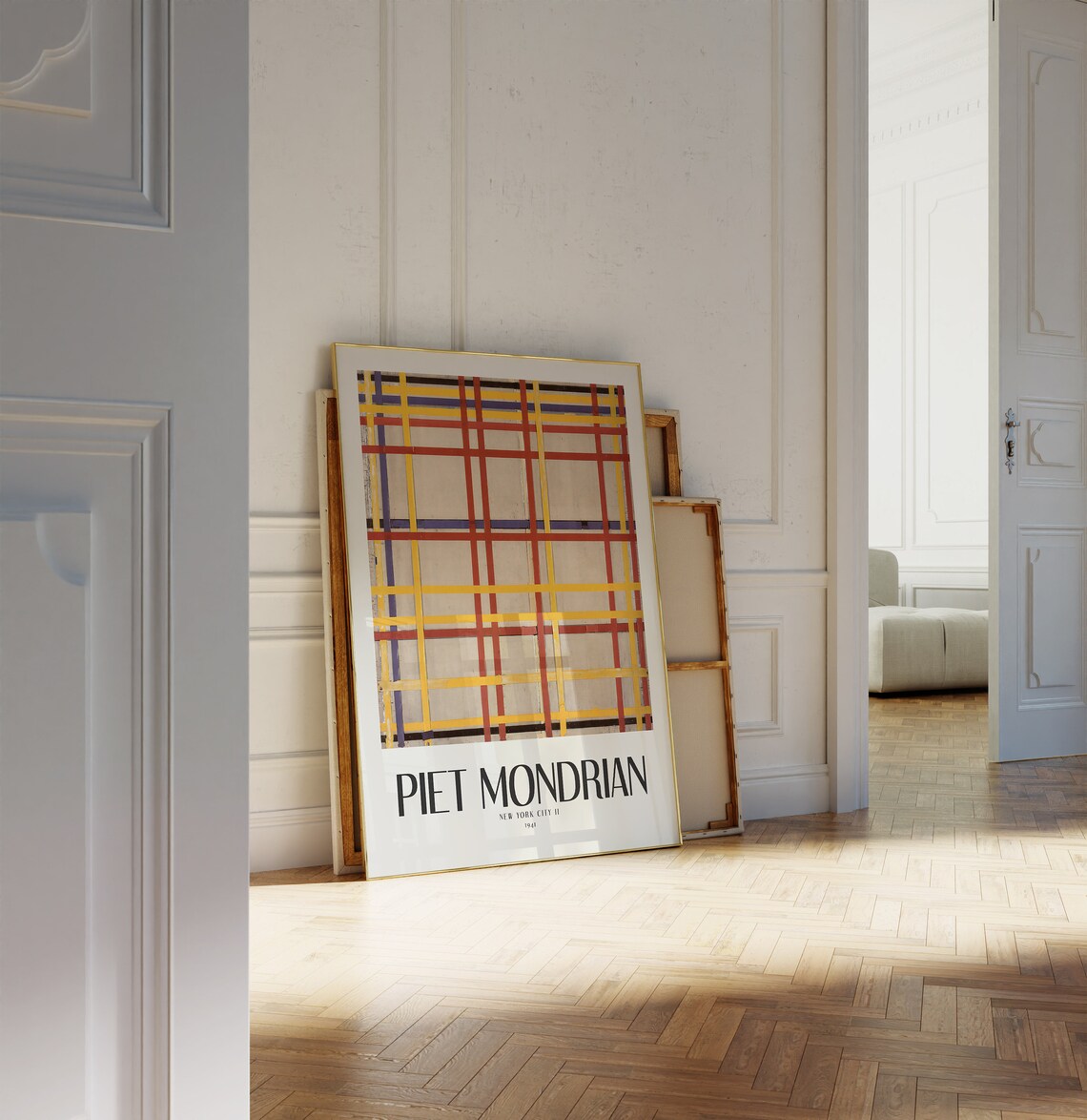 Piet Mondrian New York City II 1941 Colorful Grid Lines Poster - Image 2
