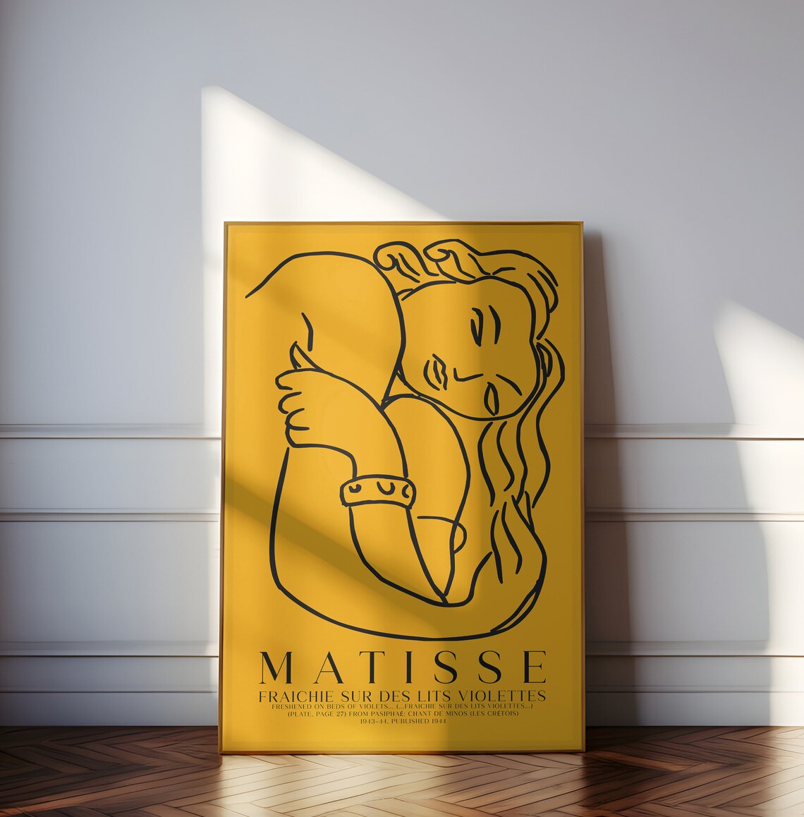 Henri Matisse Fraichie Sur Des Lits Violettes 1944 Ochre Line Drawing Poster - Image 3