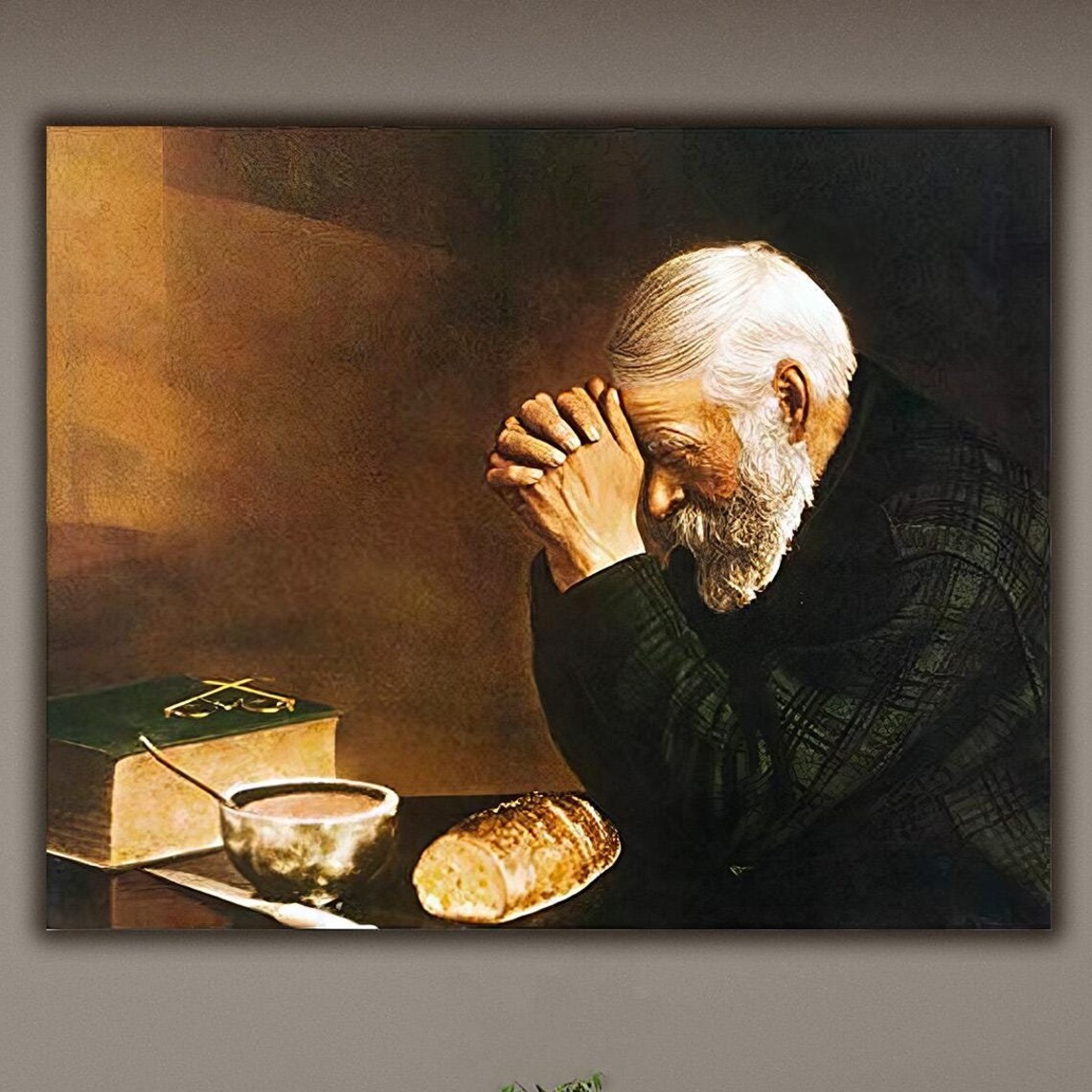 Grace Man Praying Over Bread, Photograph Poster