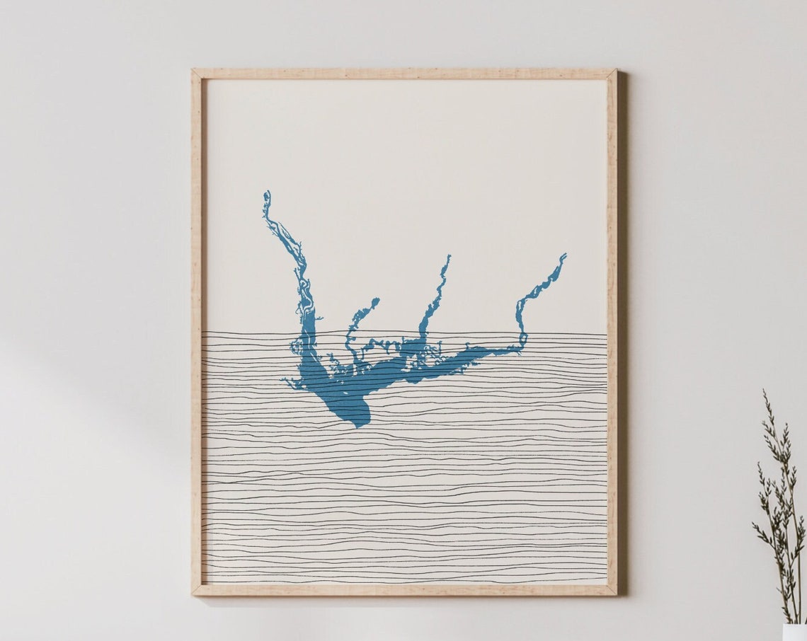 Lake Seminole Boho Map Line Art Silhouette Print Lakehouse Decor