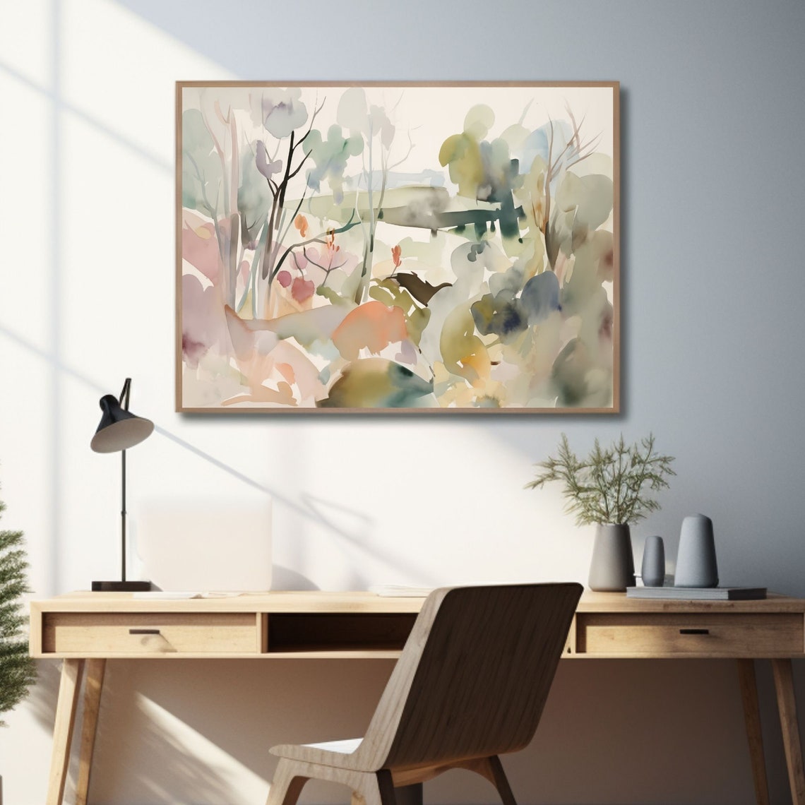Abstract Landscape Watercolor Abstract Painting Tree Landscape Print Landscape Instant - Image 2