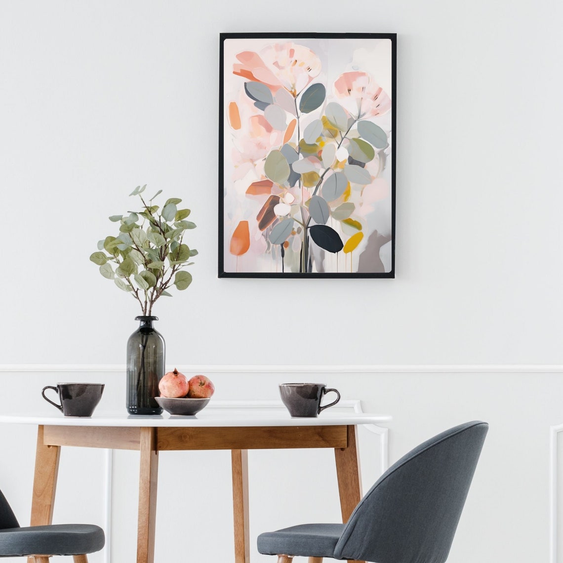 Abstract Eucalyptus Bouquet in Blush Pink and Sage Modern Poster - Image 2