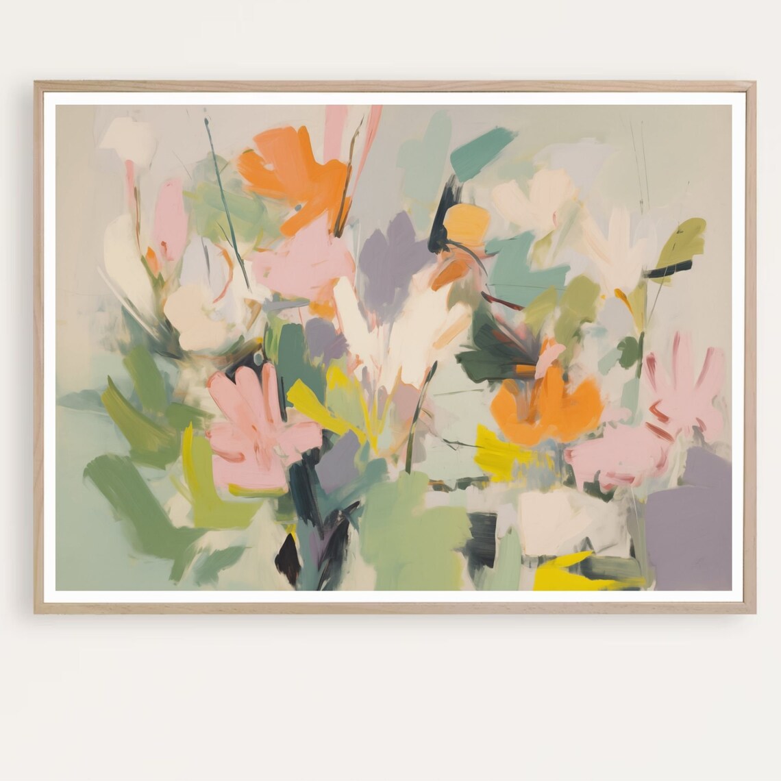 Bright Abstract Floral Art Print, Flower Garden
