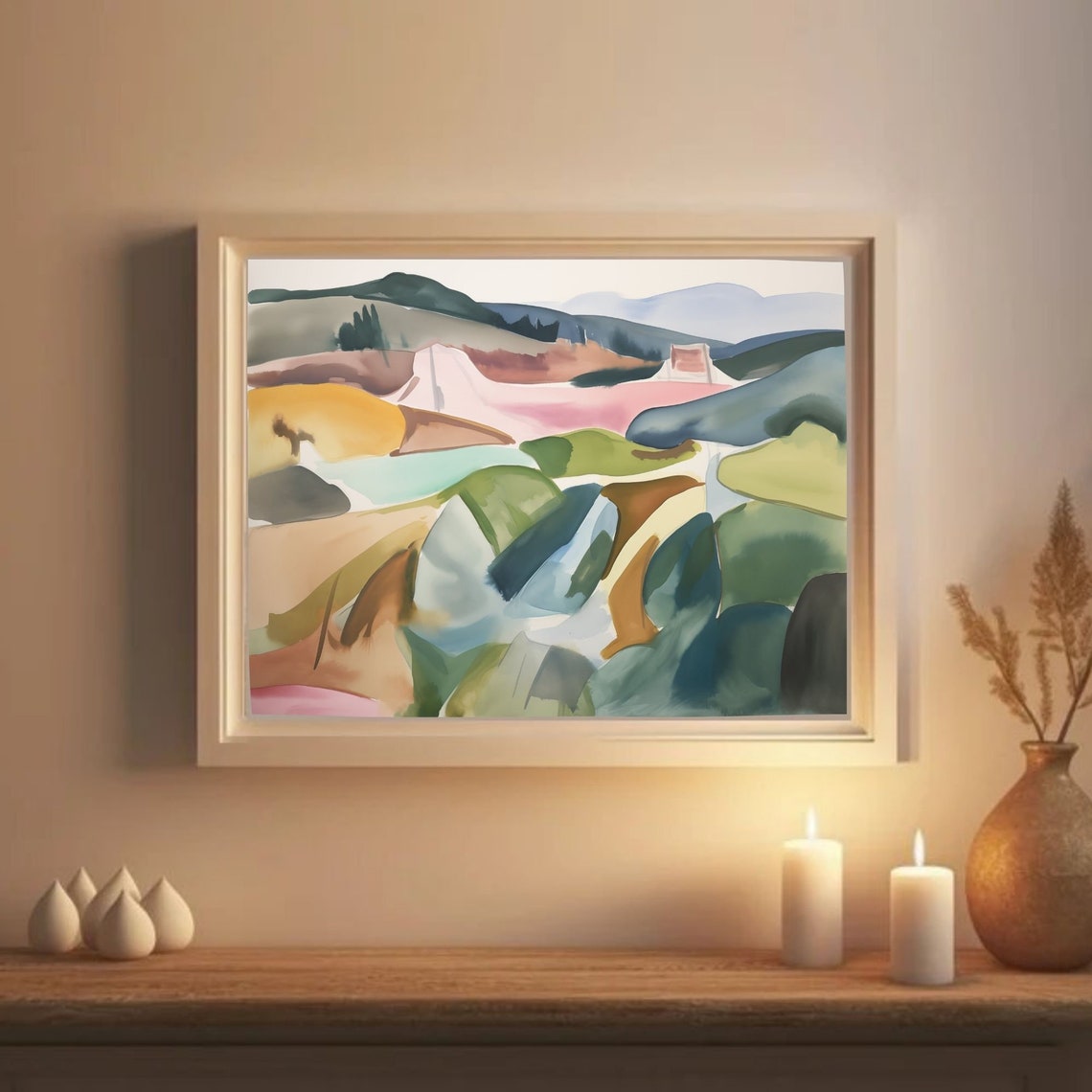 Abstract Mountain Landscape Modern Art Abstract Landscape Painting Colorful Watercolor Print Instant - Image 2
