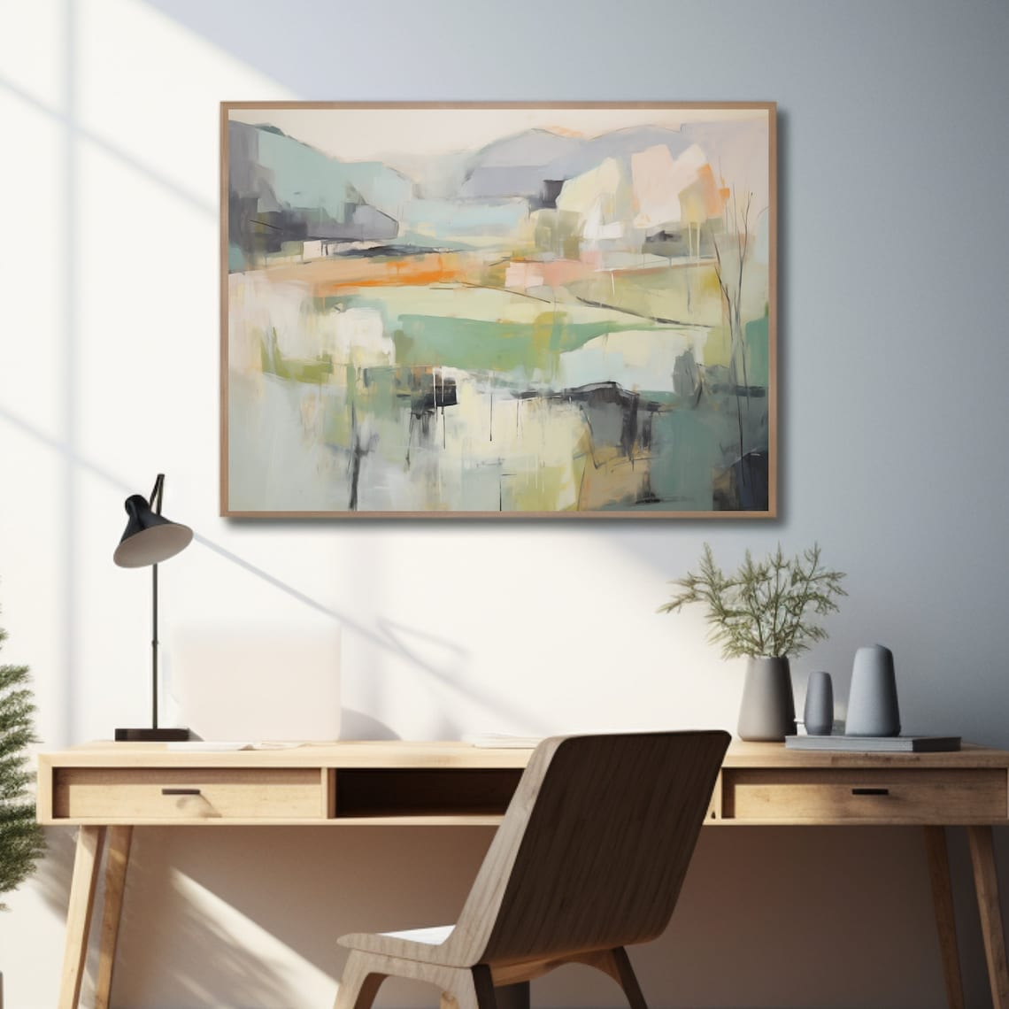Neutral Abstract Landscape Watercolor Art Print - Image 2