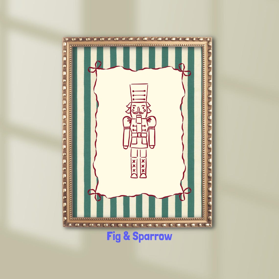 Vintage Nutcracker Soldier Line Art Christmas Holiday Poster